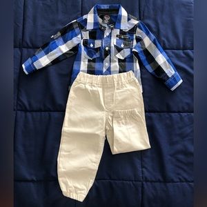 Enyce Blue Plaid Button Up with Pant Set in size 24 Months
